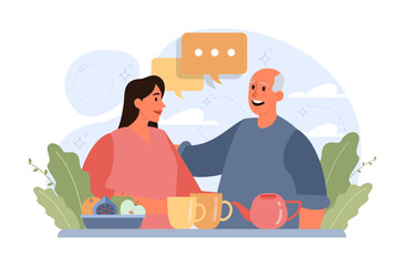 People eating healthy food. Family members eating dishes made