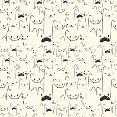 Pattern domestic cat.Cute animals seamless pattern for packaging, print.Vector illustration