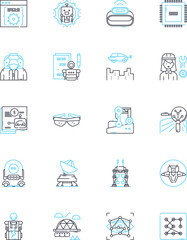 Area linear icons set. Community, Location, Territory, Region, Z, District, Sector line vector and concept signs. Locale,Environs,Neighborhood outline illustrations