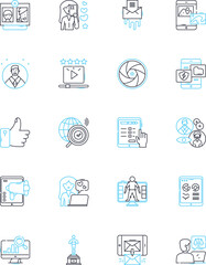 Emerging tech linear icons set. Artificial Intelligence, Robotics, Augmented Reality, Virtual Reality, Quantum Computing, Nanotechnology, Blockchain line vector and concept signs. Internet of Things,G