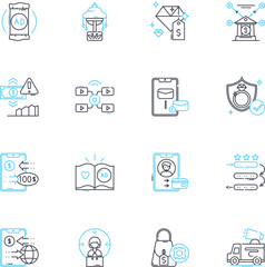 Advertising and marketing linear icons set. Branding, Promotion, Sales, Campaign, Analytics, Strategy, Targeting line vector and concept signs. Research,Segmentation,Awareness outline illustrations