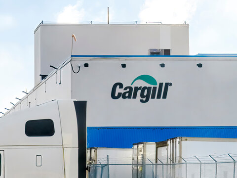 Calgary, Alberta, Canada. Apr 23, 2023. A close up to a Cargill Meat Solutions Logo