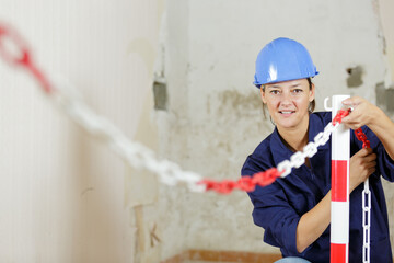 a happy smiling construction woman