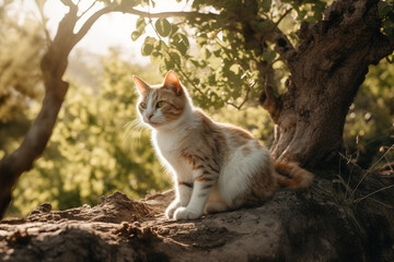Fototapeta premium Domestic cat in nature. Created using Generative AI technology.