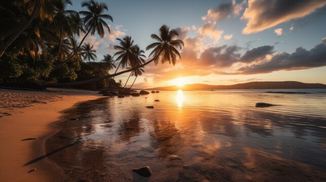 A captivating image of a tranquil Samoan beach on independence day. Generative AI