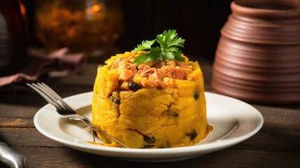 A meal of "mofongo," a dish made from mashed plantains and garlic, in Puerto Rico. Generative AI