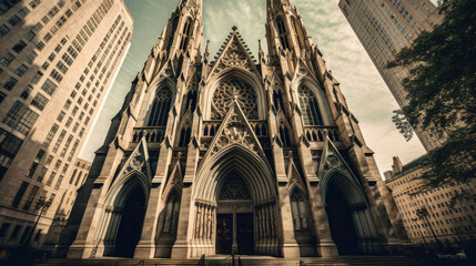Naklejka premium St. Patricks Cathedral. New York. Breathtaking travel destination place. Generative AI