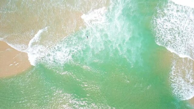 drone view surfist in the water