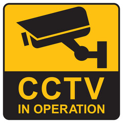 Security camera icon, video surveillance, cctv sign. Yellow square indicating camera operation. Surveillance camera,monitoring, safety home protection system. Fixed CCTV, Security Camera Icon Vector.