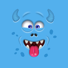 Funny Blue Monster Face.