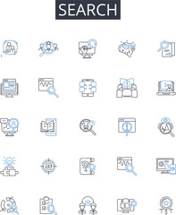 Search line icons collection. Gig, Remote, Freelance, Virtual, Digital, Tech, Creative vector and linear illustration. Innovative,Green,Sustainable outline signs set