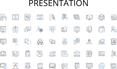 Presentation line icons collection. Banquet, Celebration, Indulgence, Gourmet, Lavish, Gluttony, Delicious vector and linear illustration. Festive,Appetizing,Extravagant outline signs set