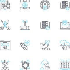Connection linear icons set. Bond, Link, Unite, Fellowship, Association, Relationship, Communion line vector and concept signs. Interdependence,Nerking,Interconnectivity outline illustrations
