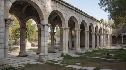 Fototapeta na wymiar A Roman aqueduct country. Generative AI