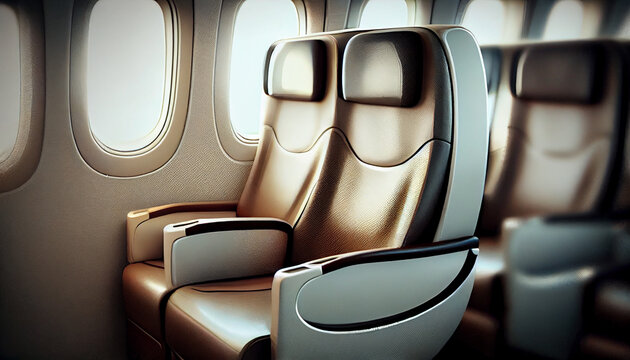 Aircraft leather seats. Generative AI