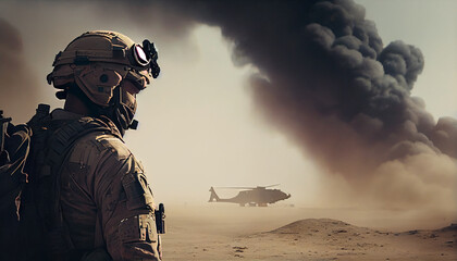 Soldiers in masks are preparing for a special operation. Generative AI