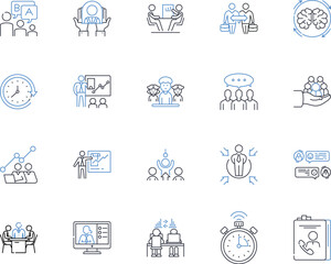 Regulation imagining line icons collection. Compliance, Governance, Oversight, Accountability, Regulation, Guidelines, Standards vector and linear illustration. Audit,Risk,Control outline signs set