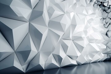 3D polygonal wall. Futuristic architectural wallpaper. Generative AI