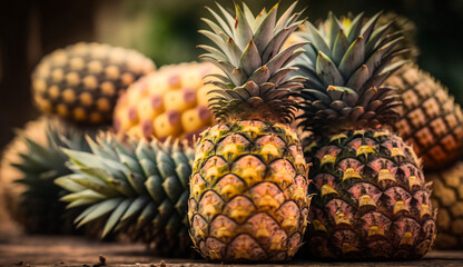 Ripe and juicy pineapples, generative ai