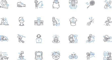 Hospitality and tourism line icons collection. Resort, Hospitality, Travel, Accommodation, Vacation, Hospitality industry, Tourism vector and linear illustration. Hotel,Restaurant,Guest outline signs