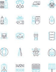 Gathering linear icons set. Meetup, Assembly, Convening, Conference, Rally, Gathering, Summit line vector and concept signs. Hoffbrau,Symposium,Caucus outline illustrations