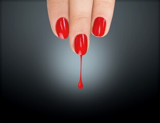 Nail art concept. Gel polish on long nail