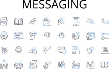 Messaging line icons collection. Chatting, Correspondence, Communicating, Texting, Emailing, Interacting, Exchanging words vector and linear illustration. Dialoguing,Conversing,Chattering outline