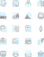 Intelligent academy linear icons set. Education, Learning, Intelligence, Academy, Training, Knowledge, Excellence line vector and concept signs. Innovation,Creativity,Empowerment outline illustrations