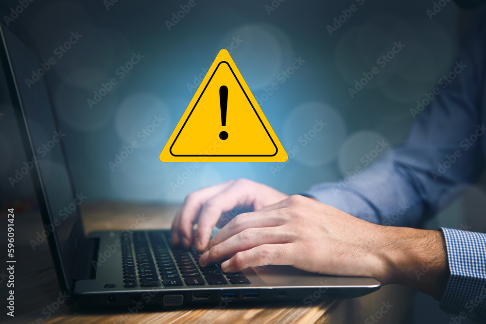 Aufkleber computer hack warning,system hacked warning alert.
