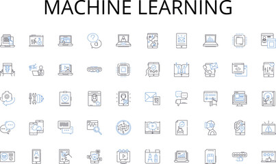 machine learning line icons collection. Green, Mow, Grass, Cut, Irrigation, Fertilize, Turf vector and linear illustration. Landscaping,Weeds,Sprinklers outline signs set