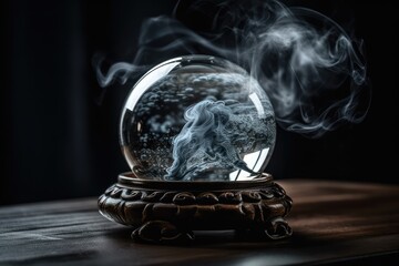 glass crystal ball on black background