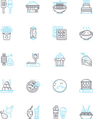 On-the-go food linear icons set. Portable, Convenient, Quick, Easy, Travel-friendly, Snackable, Tasty line vector and concept signs. Healthy,Energy-boosting,Nutritious outline illustrations