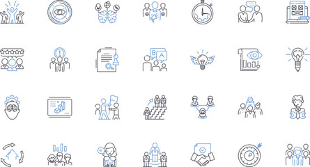 Regulating organization line icons collection. Oversight, Compliance, Enforcement, Monitoring, Control, Supervision, Governance vector and linear illustration. Authority,Management,Regulation outline