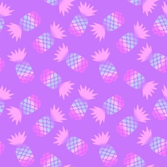 Cartoon summer fruit seamless pineapple pattern for wrapping paper and fabrics and linens and kids clothes print