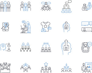 Cooperative partnership line icons collection. Synergy, Collaboration, Alliance, Trust, Unity, Sharing, Support vector and linear illustration. Mutualism,Dependability,Symbiosis outline signs set