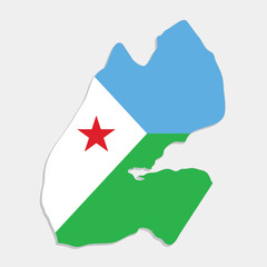 djibouti map with flag on gray background
