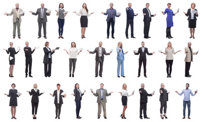 group of people holding tablet with outstretched hand