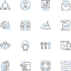 Fototapeta premium Grassroots line icons collection. Community, Local, Activism, Grassroots, Movement, Empowerment, Volunteer vector and linear illustration. Advocacy,Justice,Protest outline signs set