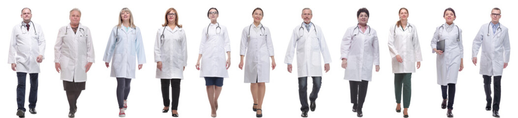 Fototapeta premium group of doctors in motion isolated on white
