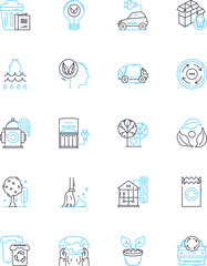 Green linear icons set. Environmentally-friendly, Eco-conscious, Sustainable, Renewable, Conservation, Organic, Natural line vector and concept signs. Earth-friendly,Compostable,Recyclable outline