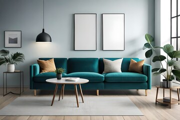 modern living room with sofa mockup 3d render