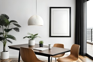 Fototapeta premium modern living room with table mockup 3d rendering