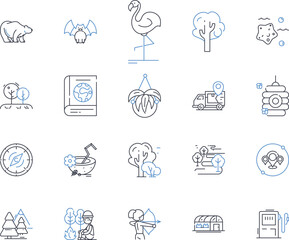 Cultural festival celebration line icons collection. Fiesta, Carnival, Parade, Music, Dance, Food, Tradition vector and linear illustration. Heritage,Joy,Happiness outline signs set