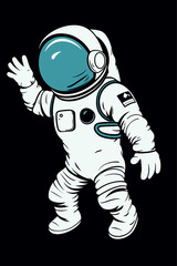 Astronaut waving hands in planetary space to control explore future science technology illustration