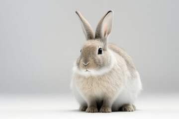 Rabbit on a white background, studio shot, close-up. created with generative AI
