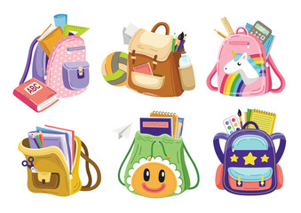 Set of school backpacks