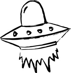 UFO icon in hand drawn style.