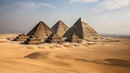 Fototapeta premium Pyramids of Giza. Breathtaking travel destination place. Generative AI