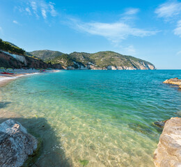 Fototapeta na wymiar Summer sea beach Contrada Mattinatella, Gargano peninsula in Puglia, Italy