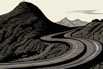 Obraz premium scenic mountain road with winding curves. Generative AI